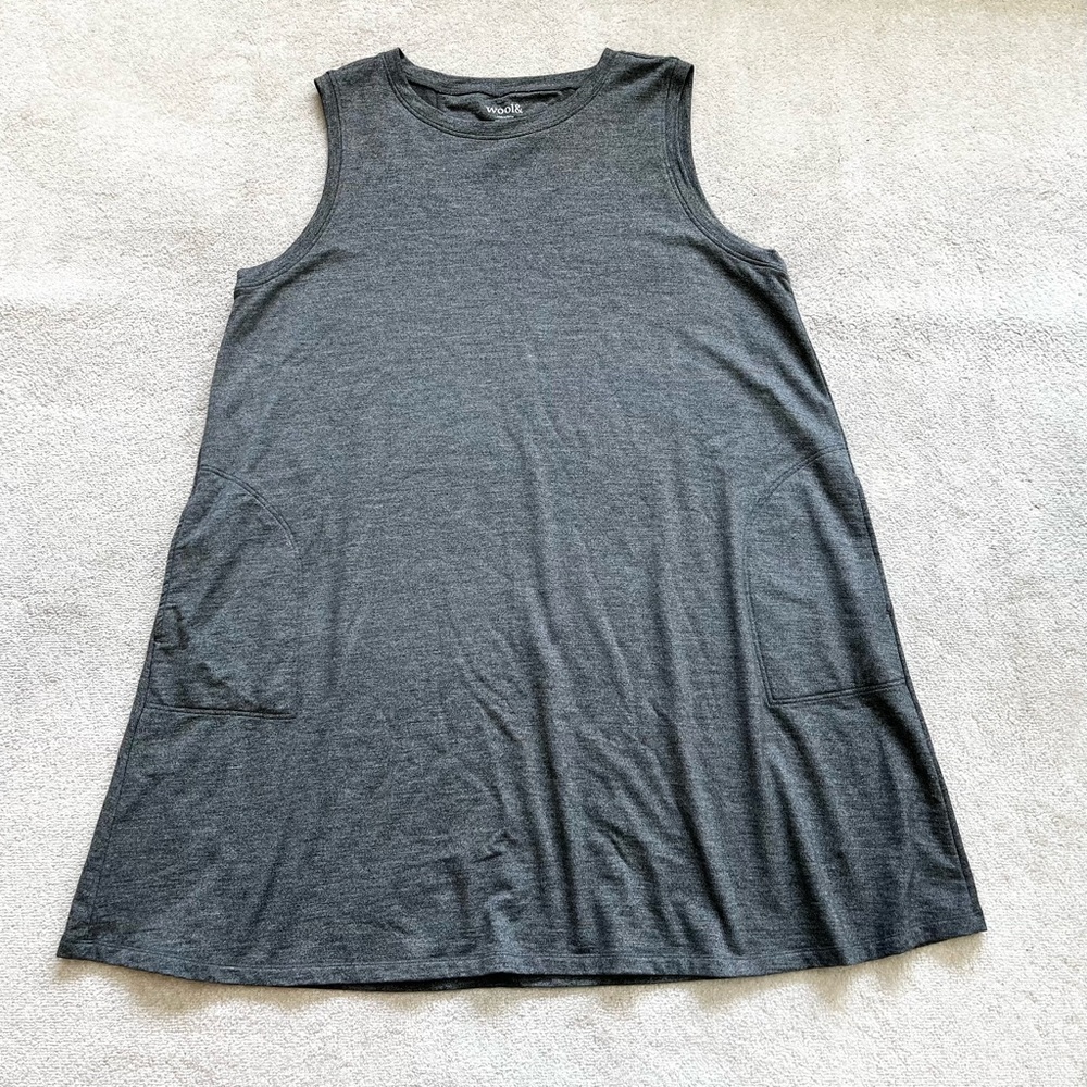 Gray Sleeveless A-Line Mini Dress with Crew Neck